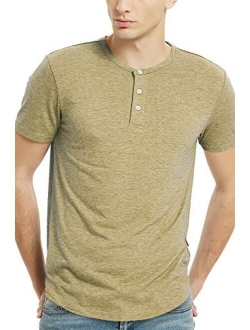 Men's Henley Short Sleeve 3 Button T Shirts for Men