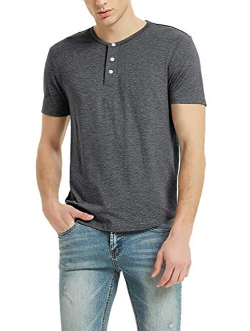 Men's Henley Short Sleeve 3 Button T Shirts for Men