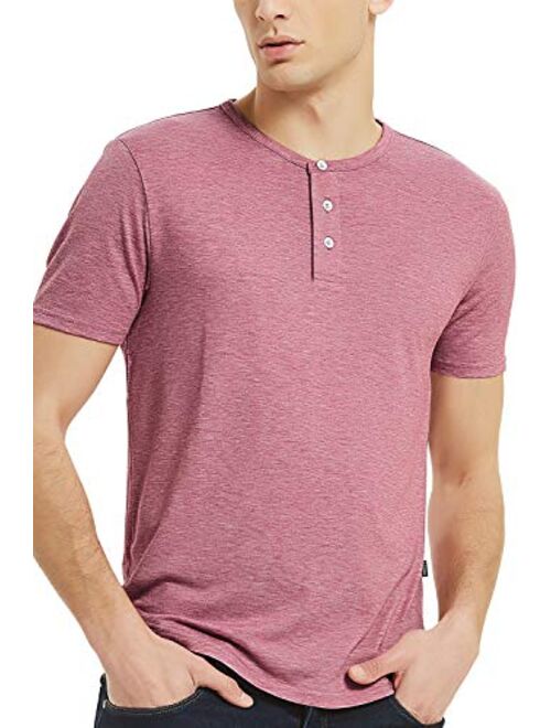 Men's Henley Short Sleeve 3 Button T Shirts for Men