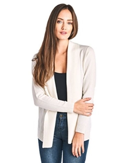 Mariyaab Women's 100% Cashmere Soft Long Sleeve Front Drape Open Cardigan