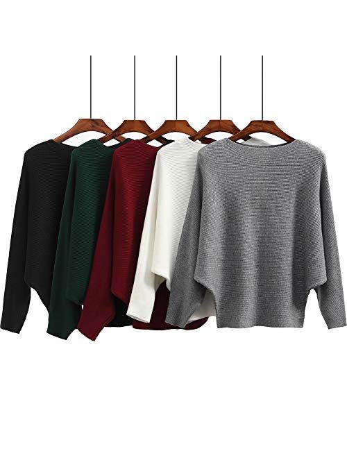 Women's Fashion Winter Tops Cashmere Sweaters Batwing Casual Jumper Female White