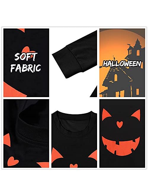 Women's Halloween Pumpkin Face Long Sleeve Sweatshirts Casual Pullover Tops