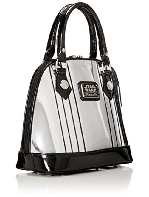 Loungefly Captain Phasma Silver Metallic Embossed Dome Top Handle Bag