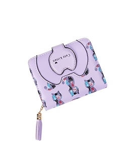 HeySun Women's Adorable Small Wallet Cat Ears Coin Purse Money Clip Designer Card Case