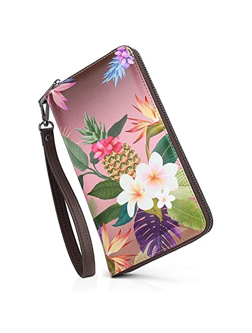 APHISON Wallets for Women Card Holder Zipper Purse Phone Clutch Wallet Painting Wristlet with Wrist Strap/Gift Box