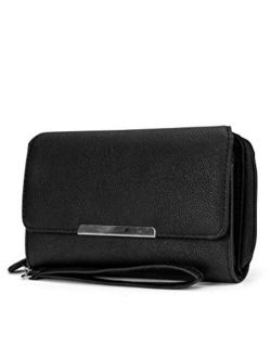 MUNDI Big Fat Womens RFID Blocking Wallet Clutch Organizer Removable Wristlet