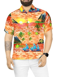 LA LEELA Men's Swim Casual Short Sleeve Aloha Hawaiian Shirt