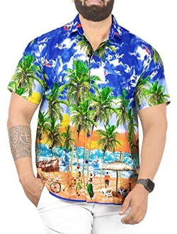 LA LEELA Men's Swim Casual Short Sleeve Aloha Hawaiian Shirt