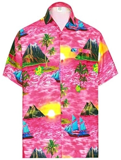 LA LEELA Men's Swim Casual Short Sleeve Aloha Hawaiian Shirt