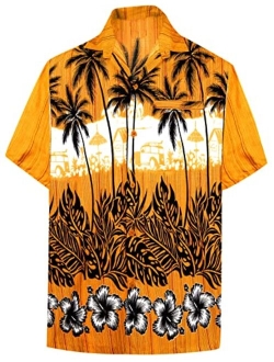 LA LEELA Men's Swim Casual Short Sleeve Aloha Hawaiian Shirt