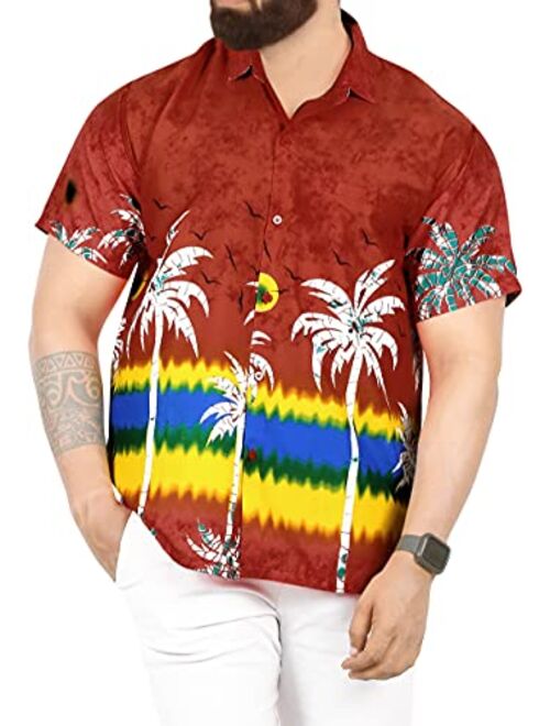 LA LEELA Men's Swim Casual Short Sleeve Aloha Hawaiian Shirt