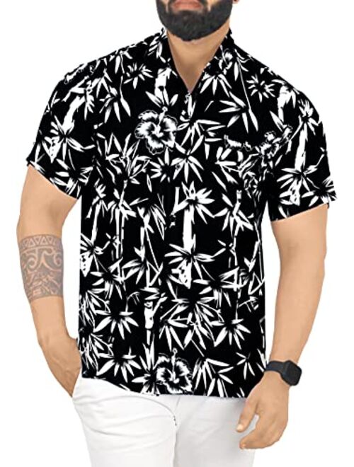 LA LEELA Men's Swim Casual Short Sleeve Aloha Hawaiian Shirt