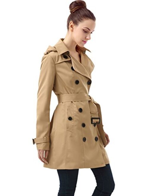 BGSD Women's Leah Hooded Mid Length Trench Coat