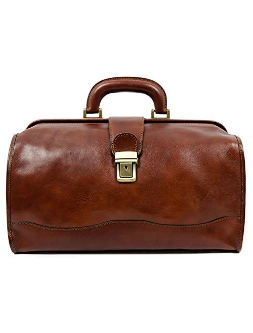 Time Resistance Leather Doctor Bag Medical Satchel Unisex Brown