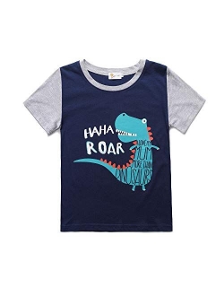 CM-Kid Kids Boys Dinosaur Graphic Printed T-Shirt Crewneck Shirt Summer Short Sleeve Tee 2T-8T