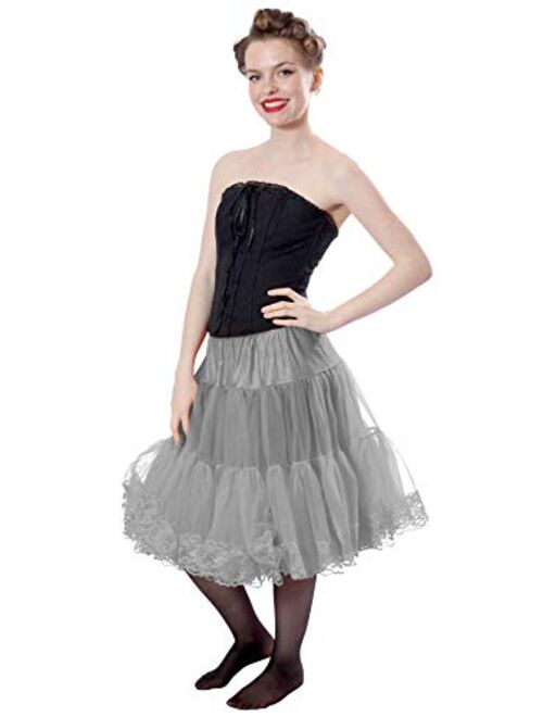 Malco Modes Zooey Luxury Chiffon Adult Petticoat Slip, Lace Trim, Adjustable