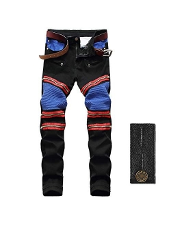 LZLER Mens Ripped Jeans,Distressed Destroyed Slim Fit Straight Leg Denim Pant with Holes