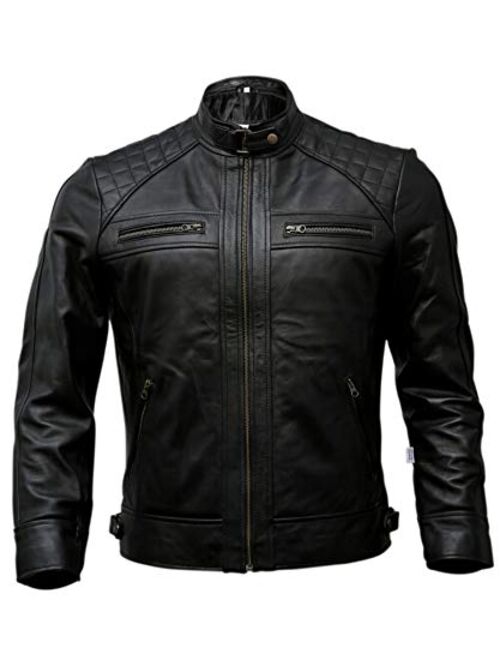 Buy Mens Genuine Leather Biker Jacket Black | Vintage Brown Distressed ...