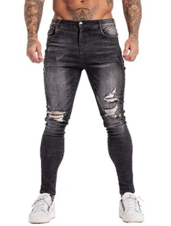 Men's Skinny Jeans Stretch Ripped Tapered Leg