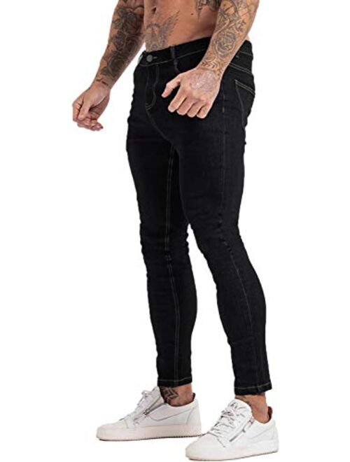 GINGTTO Men's Skinny Jeans Stretch Ripped Tapered Leg