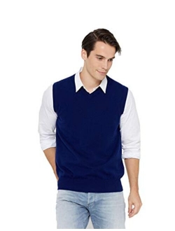 State Cashmere Mens Classic Sleeveless Sweater Vest 100% Pure Cashmere V-Neck Style Pullover