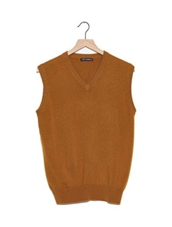 State Cashmere Mens Classic Sleeveless Sweater Vest 100% Pure Cashmere V-Neck Style Pullover