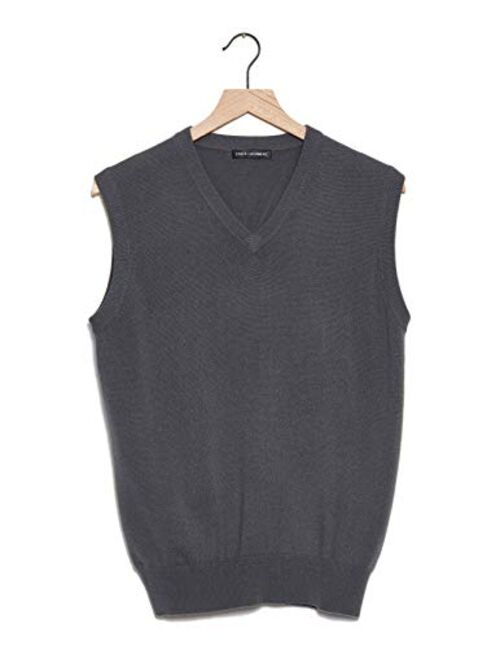 State Cashmere Mens Classic Sleeveless Sweater Vest 100% Pure Cashmere V-Neck Style Pullover