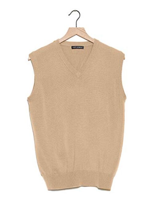 State Cashmere Mens Classic Sleeveless Sweater Vest 100% Pure Cashmere V-Neck Style Pullover