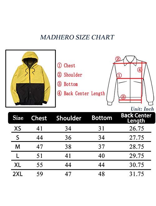 MADHERO Mens Lightweight Windbreaker Outdoor Hooded Shell Wind Jacket