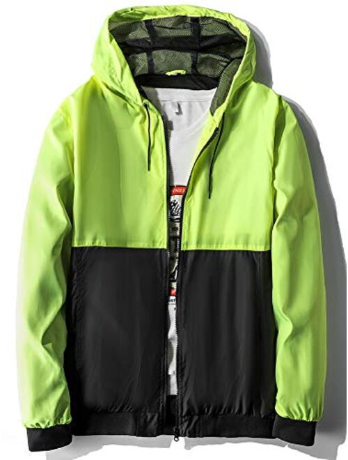 MADHERO Mens Lightweight Windbreaker Outdoor Hooded Shell Wind Jacket