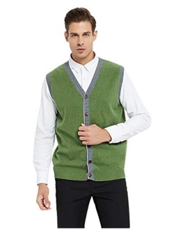 TOPTIE Men's Slim Fit Stylish Button Down Knitted Sweater Cardigan Vest