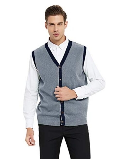 TOPTIE Men's Slim Fit Stylish Button Down Knitted Sweater Cardigan Vest