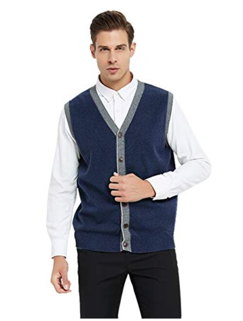 TOPTIE Men's Slim Fit Stylish Button Down Knitted Sweater Cardigan Vest