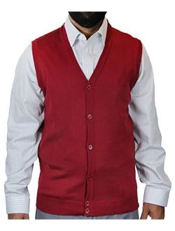 Blue Ocean Solid Color Cardigan Sweater Vest