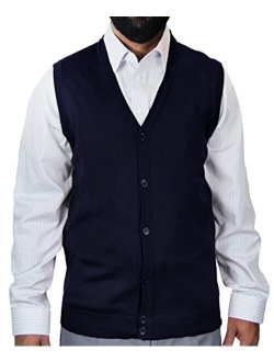 Blue Ocean Solid Color Cardigan Sweater Vest