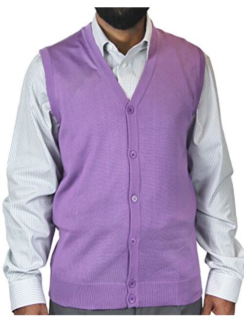 Blue Ocean Solid Color Cardigan Sweater Vest