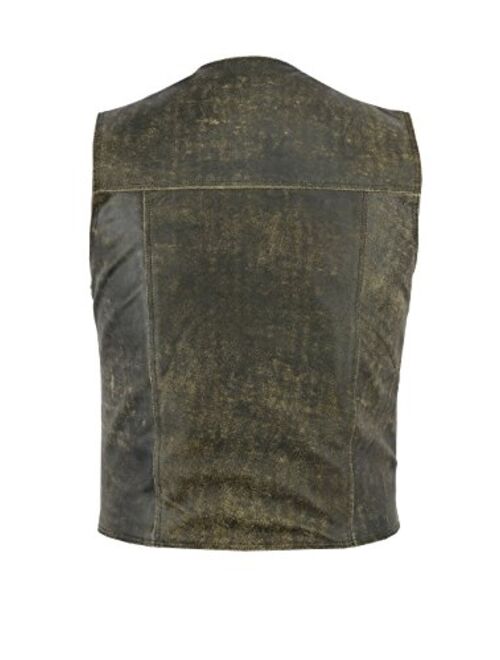 Classyak Men's Fashion Distressed Real Leather Biker Vest