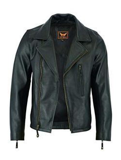 Mens Classic Vintage Genuine Top-Grain Cowhide Bicker Leather Jacket