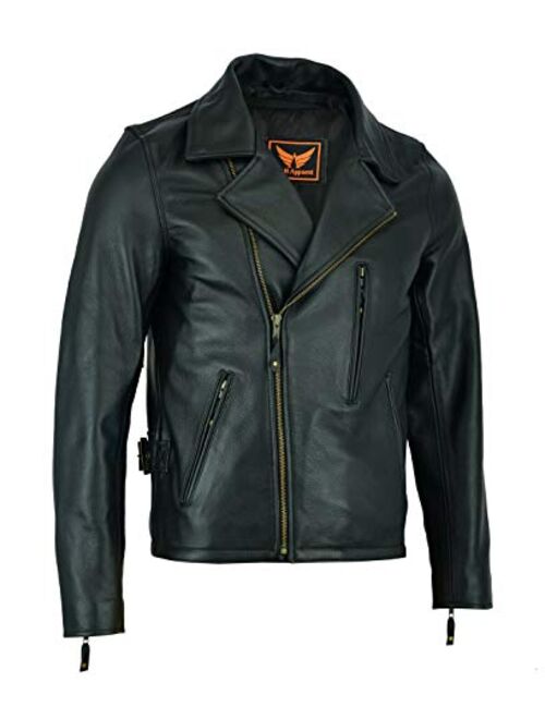 Mens Classic Vintage Genuine Top-Grain Cowhide Bicker Leather Jacket