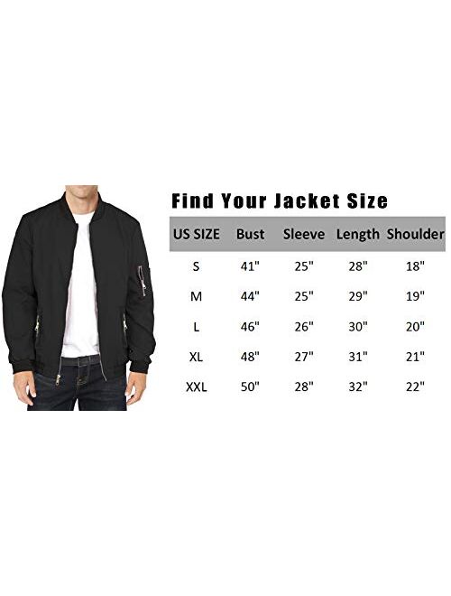 Mens Slim Fit Lightweight Jacket Softshell Flight Bomber Jackets Coat