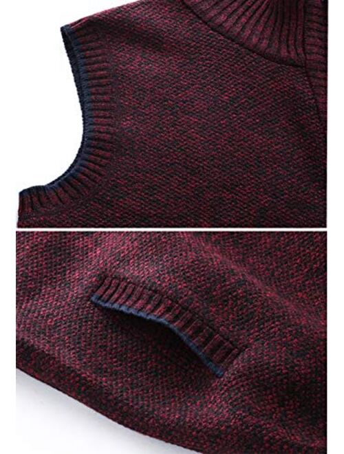 XinYangNi Men's Stand Collar Loose Zipper Sleeveless Knitted Cardigan Sweater Vest Outwear Jackets & Coats