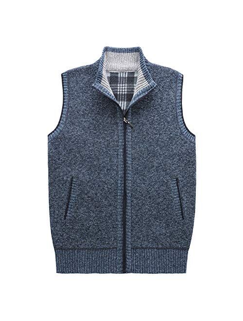 XinYangNi Men's Stand Collar Loose Zipper Sleeveless Knitted Cardigan Sweater Vest Outwear Jackets & Coats