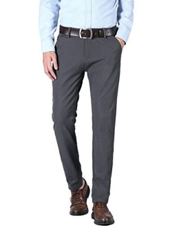 Plaid&Plain Mens Slim Fit Dress Pants Stretch Dress Pants