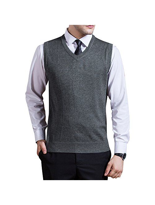 Zicac Men's Argyle Sweater Vest V-Neck Sleeveless Cable Knit Pullover Sweater Vest