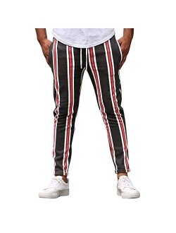 Men Dress Pants,Casual Plaid Stretch Flat-Front Skinny Business Pencil Long Pants Trousers Pocket