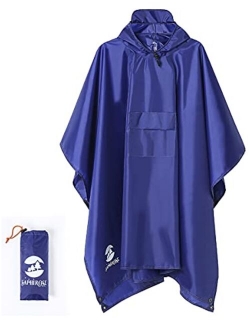 SaphiRose Hooded Rain Poncho Waterproof Jacket for Men Women Adults