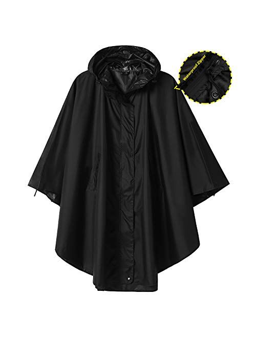 SaphiRose Hooded Rain Poncho Waterproof Jacket for Men Women Adults