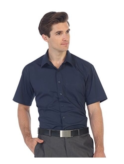 Men's Short Sleeve Solid Dress Shirt