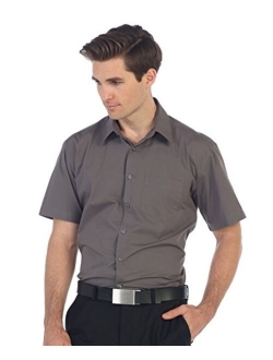 Men's Short Sleeve Solid Dress Shirt