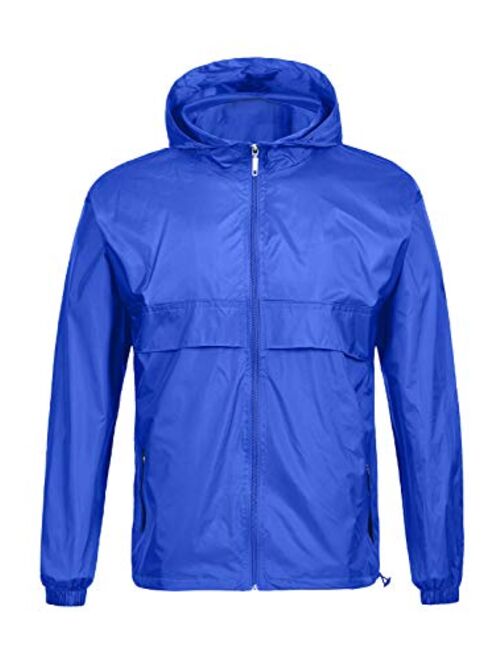 SWISSWELL Men's Rain Jacket Waterproof Windbreaker Lightweight Hooded Raincoat